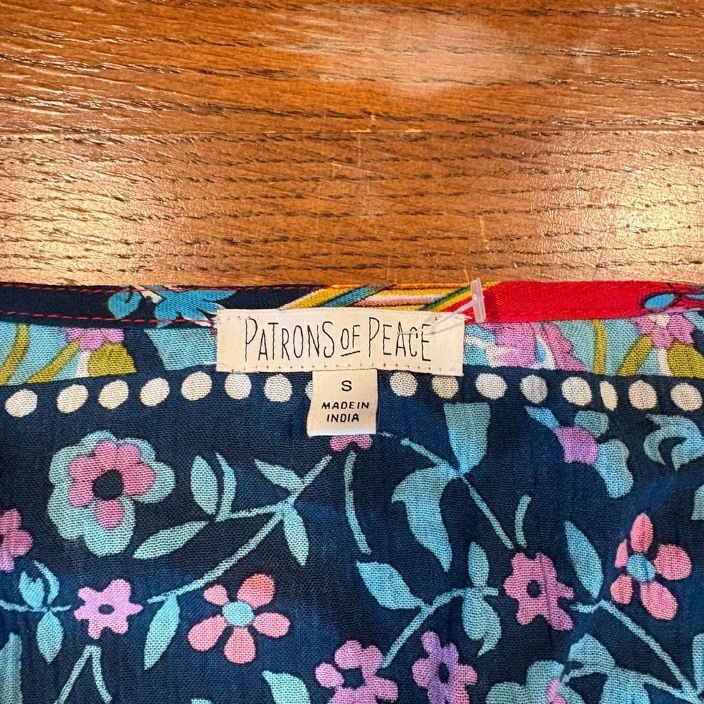 Patrons of Peace Red and Blue Floral Blouse size S - Picture 3 of 5